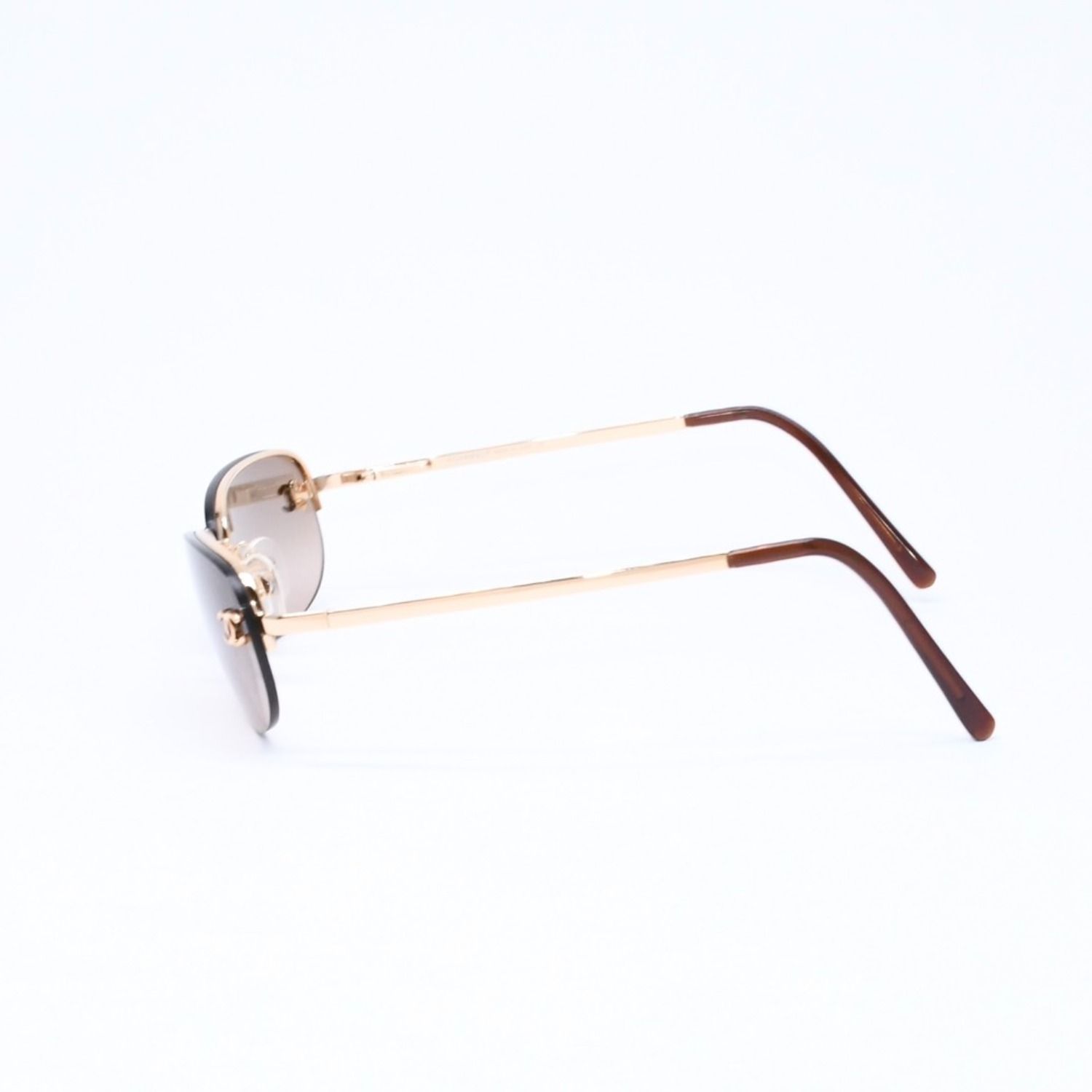 Chanel Half Rim Sunglasses Eyewear CC Logo Brown Gold — view 6