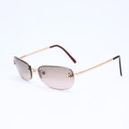 Chanel Half Rim Sunglasses Eyewear CC Logo Brown Gold — view 3