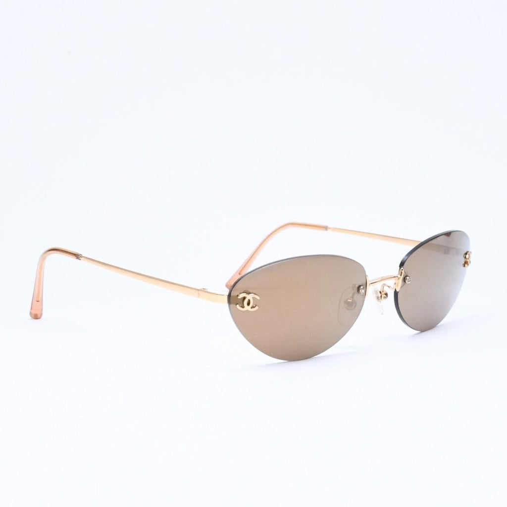 Chanel Rimless Sunglasses Eyewear CC Logo Gold — view 4