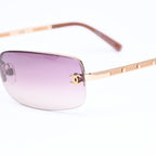 Chanel Half Rim Sunglasses CC Logo Brown Gold Eyewear — view 7