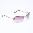 Chanel Half Rim Sunglasses CC Logo Brown Gold Eyewear — view 4