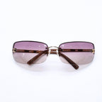 Chanel Half Rim Sunglasses CC Logo Brown Gold Eyewear — view 2