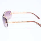 Chanel Half Rim Sunglasses CC Logo Brown Gold Eyewear — view 6