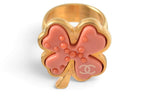 Chanel Ring CC Logo Flower Motif Pink Gold
