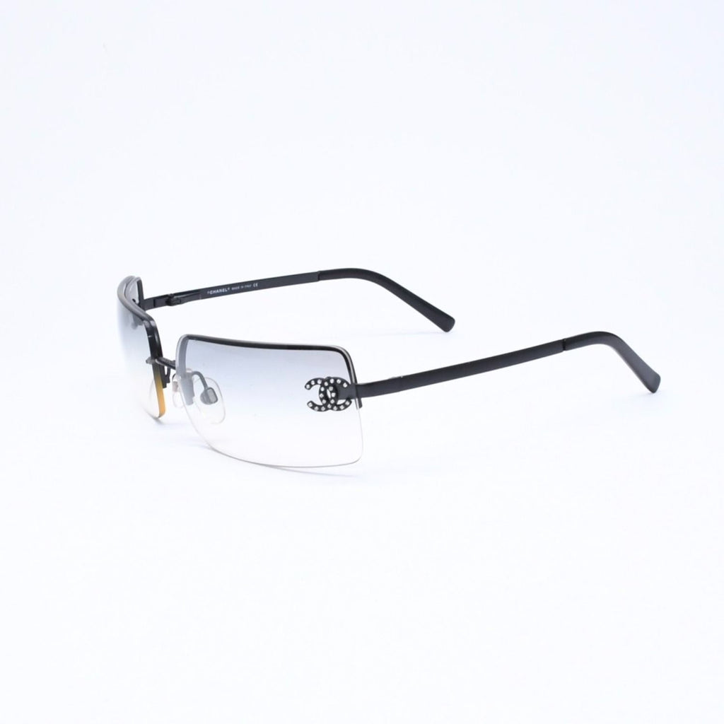 Chanel Half Rim Sunglasses Eyewear CC Logo Rhinestone — view 3