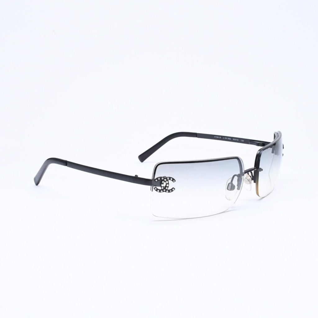 Chanel Half Rim Sunglasses Eyewear CC Logo Rhinestone — view 4