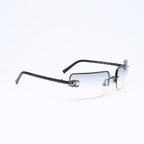 Chanel Half Rim Sunglasses Eyewear CC Logo Rhinestone — view 4