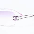 Chanel Rimless Sunglasses Side CC Logo Lavender Light Brown Gradient 16 Eyewear — view 7