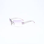 Chanel Rimless Sunglasses Side CC Logo Lavender Light Brown Gradient 16 Eyewear — view 3