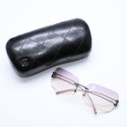 Chanel Rimless Sunglasses Side CC Logo Lavender Light Brown Gradient 16 Eyewear