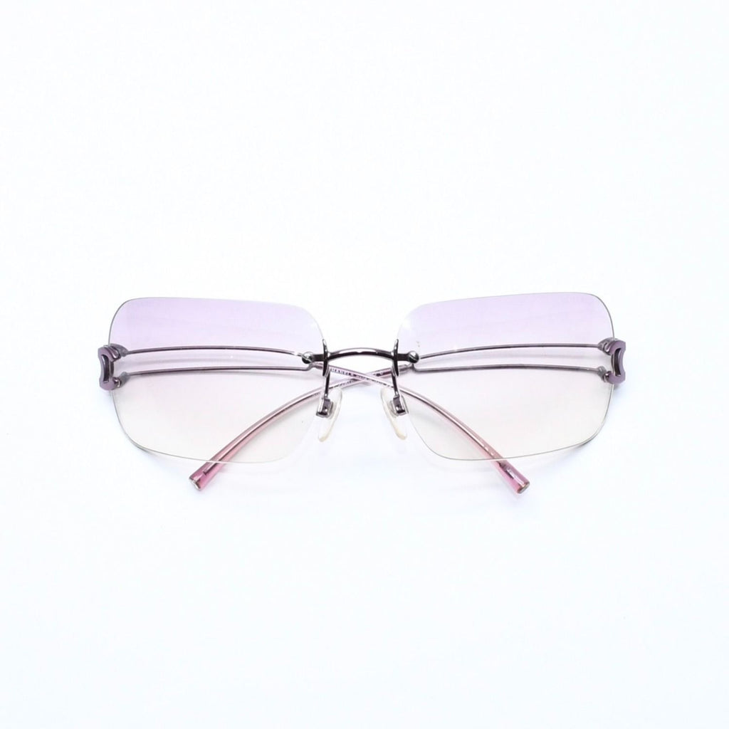 Chanel Rimless Sunglasses Side CC Logo Lavender Light Brown Gradient 16 Eyewear — view 2