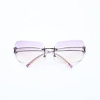 Chanel Rimless Sunglasses Side CC Logo Lavender Light Brown Gradient 16 Eyewear — view 2