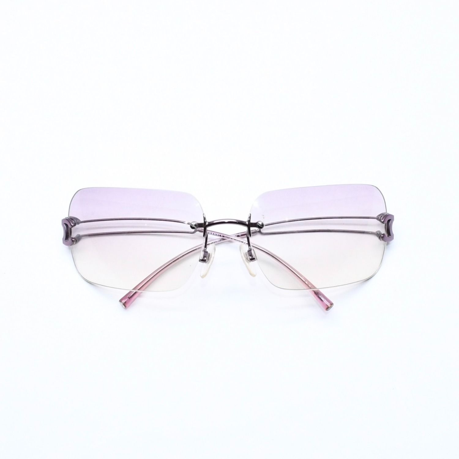 Chanel Rimless Sunglasses Side CC Logo Lavender Light Brown Gradient 16 Eyewear — view 2