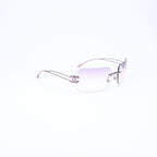 Chanel Rimless Sunglasses Side CC Logo Lavender Light Brown Gradient 16 Eyewear — view 4
