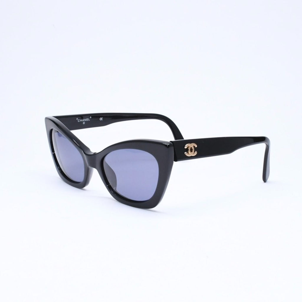 Chanel Cat's Eye Sunglasses Eyewear CC Logo Black Gold — view 3