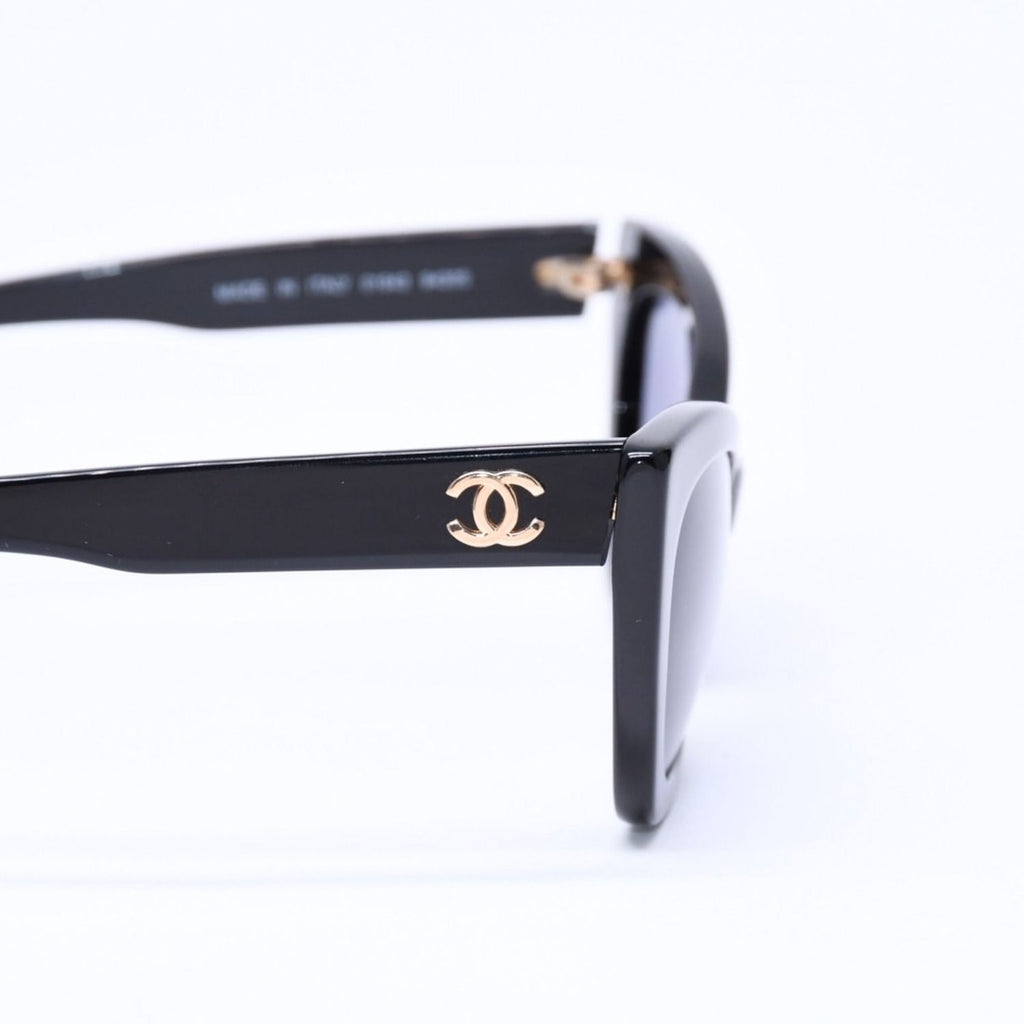 Chanel Cat's Eye Sunglasses Eyewear CC Logo Black Gold — view 8