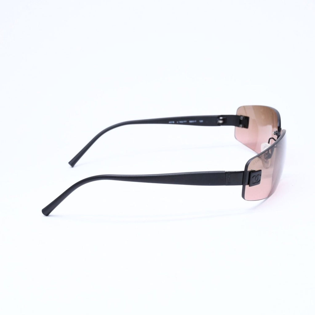 Chanel Rimless Sunglasses Eyewear CC Logo Matte Black Brown — view 5