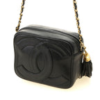 Chanel CC Logo Tassel Chain Shoulder Black Gold Lambskin Bag — view 2