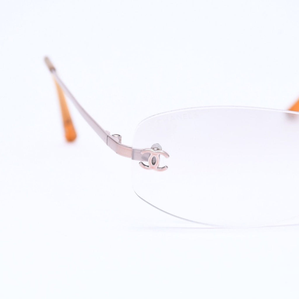 Chanel Rimless Side CC Logo Sunglasses Gradient Lens Silver Frame Eyewear — view 8