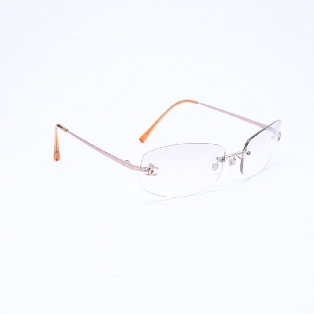 Chanel Rimless Side CC Logo Sunglasses Gradient Lens Silver Frame Eyewear — view 4