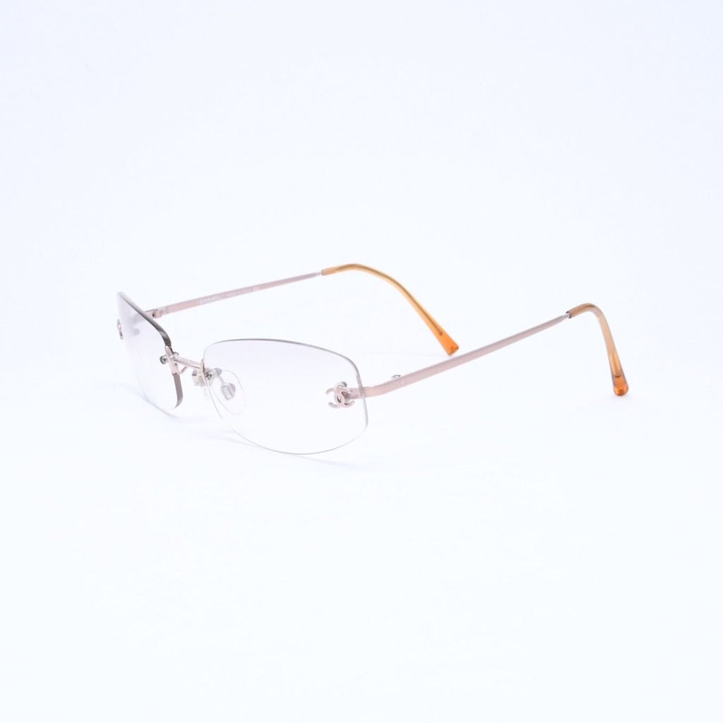 Chanel Rimless Side CC Logo Sunglasses Gradient Lens Silver Frame Eyewear — view 3