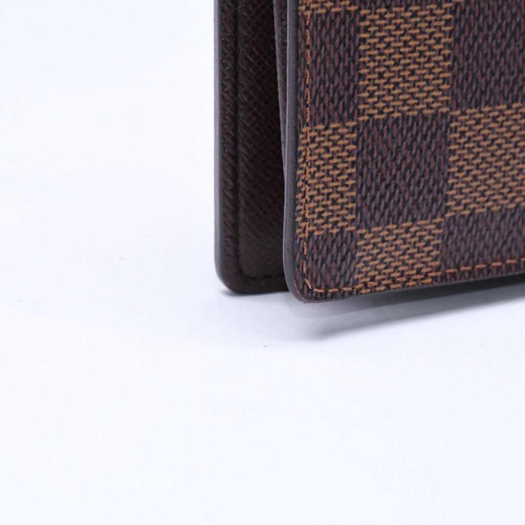 Louis Vuitton Damier Portefeuille Brazza Wallet Leather Brown Gold — view 7