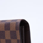 Louis Vuitton Damier Portefeuille Brazza Wallet Leather Brown Gold — view 4