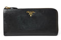 Prada Wallet L-shaped Zipper Vitello Move Leather Black