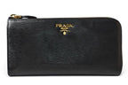 Prada Wallet L-shaped Zipper Vitello Move Leather Black