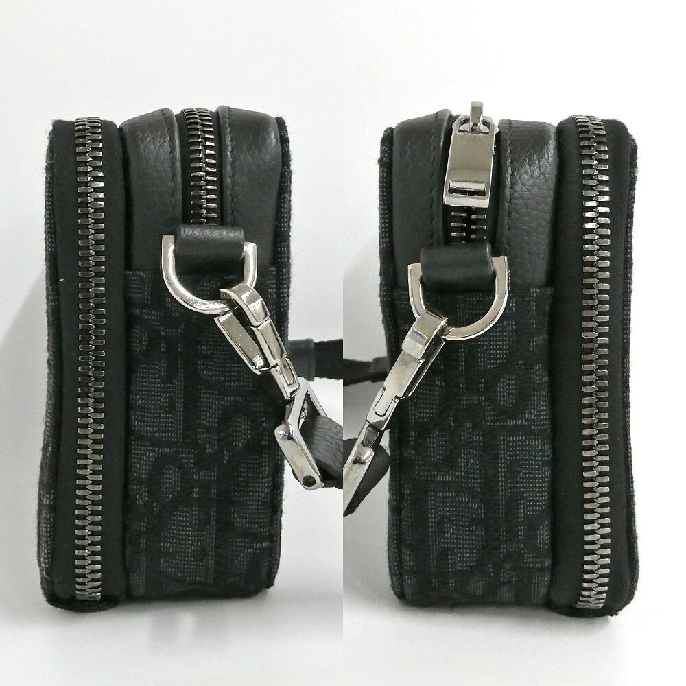 Dior Strap Zip Pouch Jacquard Black Shoulder Bag — view 3