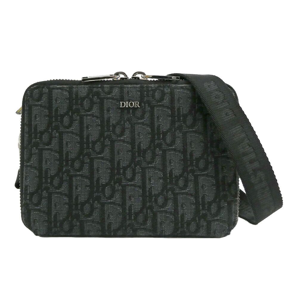 Dior Strap Zip Pouch Jacquard Black Shoulder Bag
