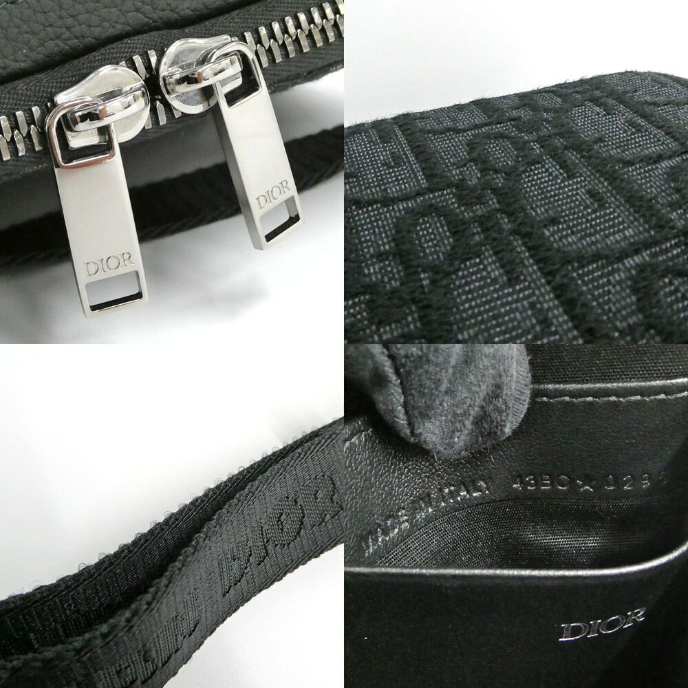 Dior Strap Zip Pouch Jacquard Black Shoulder Bag — view 8