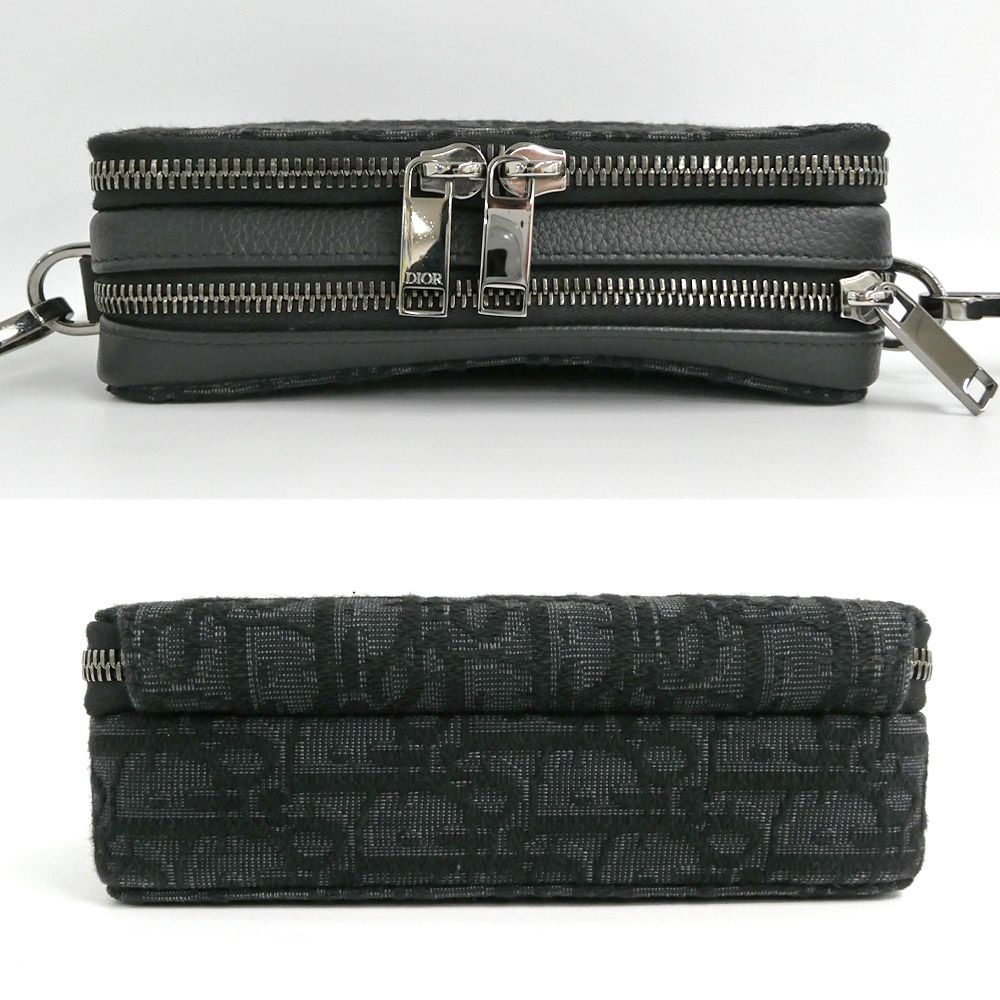 Dior Strap Zip Pouch Jacquard Black Shoulder Bag — view 4