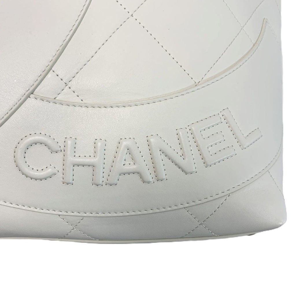 Chanel Maxi Shopping Quilted White Large Tote Bag — view 3