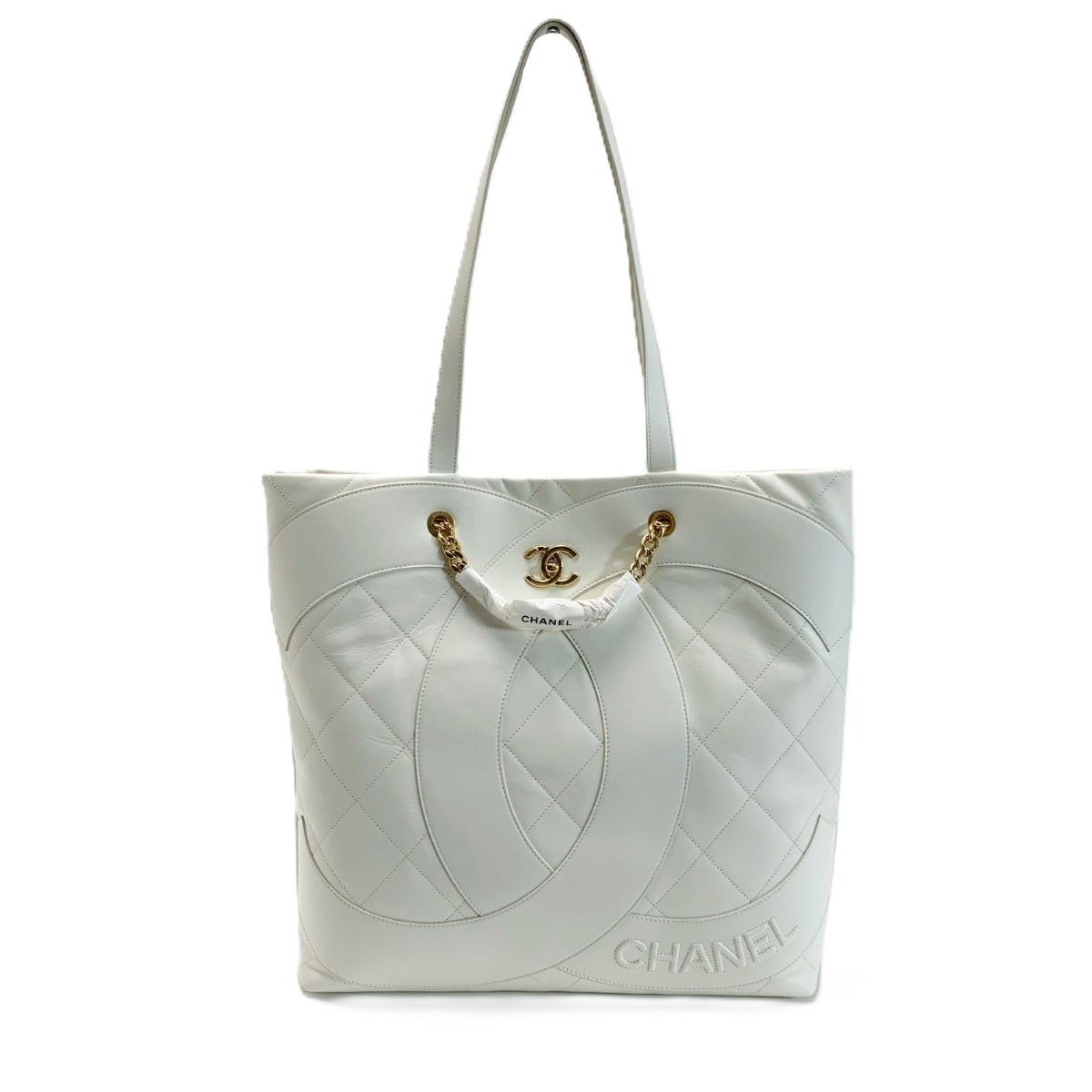 Chanel Maxi Shopping Quilted White Large Tote Bag