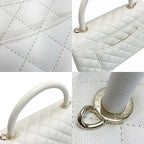 Chanel Coco Handle 29 Quilted White 2-Way Bag Caviar Leather CC Logo — view 8