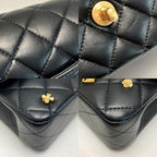 Chanel Quilted Double Flap Icon Charm Chain Shoulder Bag Black Lambskin — view 8
