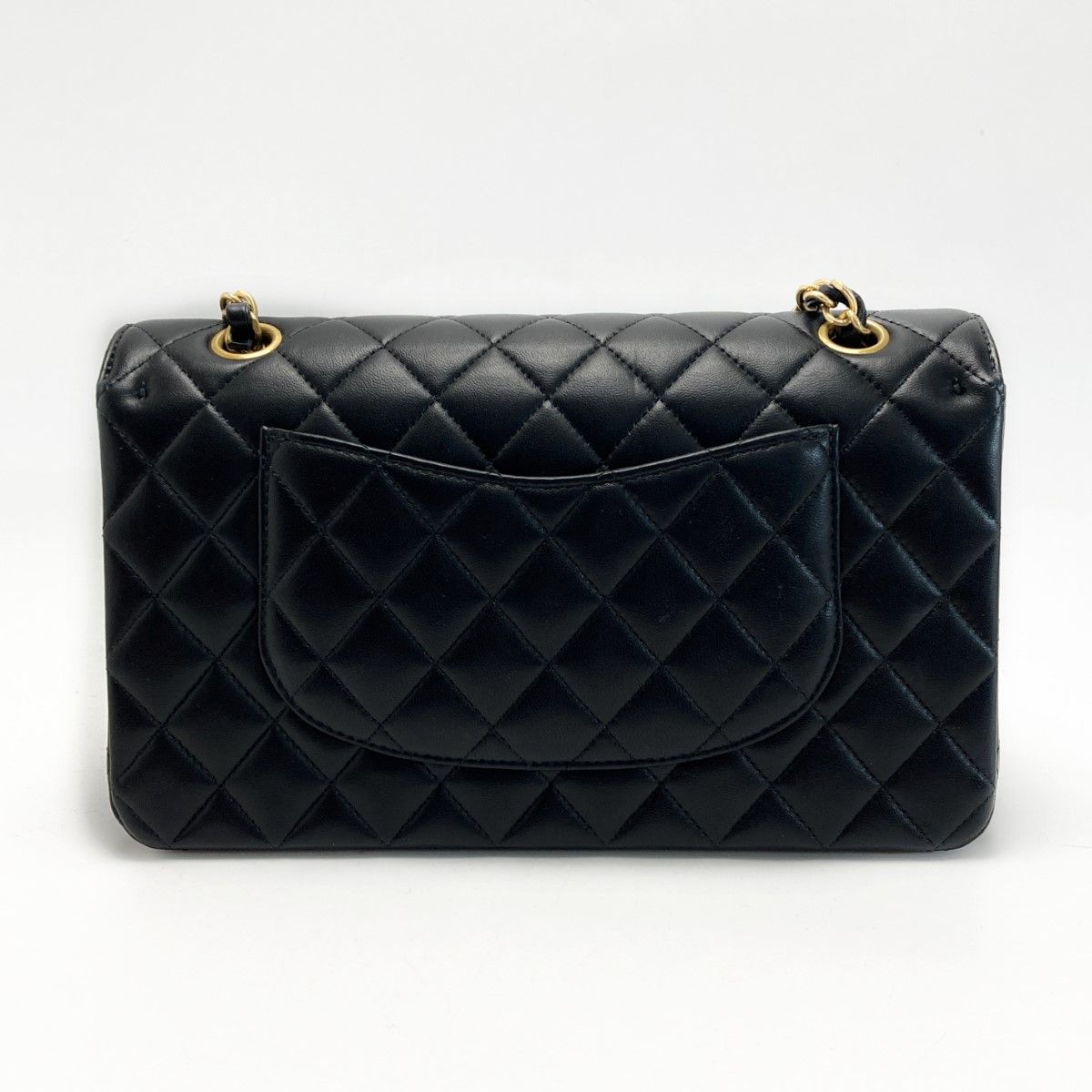 Chanel Quilted Double Flap Icon Charm Chain Shoulder Bag Black Lambskin — view 2