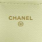 Chanel Quilted Classic Flap Wallet Light Yellow CC Logo Caviar Leather — view 4
