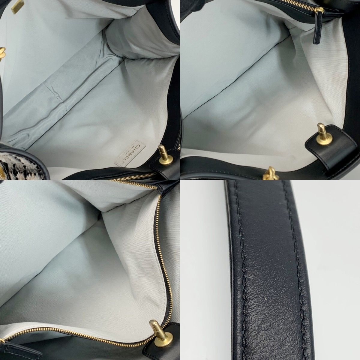 Chanel Tote Bag Tweed Model Black White — view 4