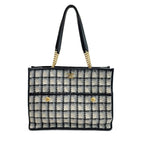 Chanel Tote Bag Tweed Model Black White