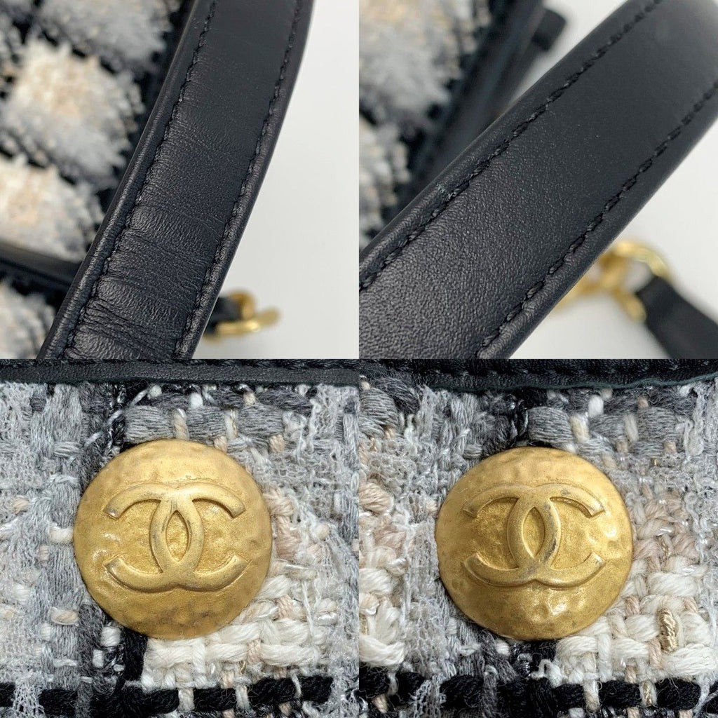 Chanel Tote Bag Tweed Model Black White — view 8