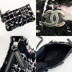 Chanel 22 Black Pink Shoulder Bag Tweed Silver — view 7