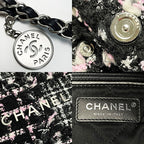Chanel 22 Black Pink Shoulder Bag Tweed Silver — view 5
