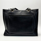 Chanel CC Logo Black Chain Tote Bag Calfskin Gold — view 3