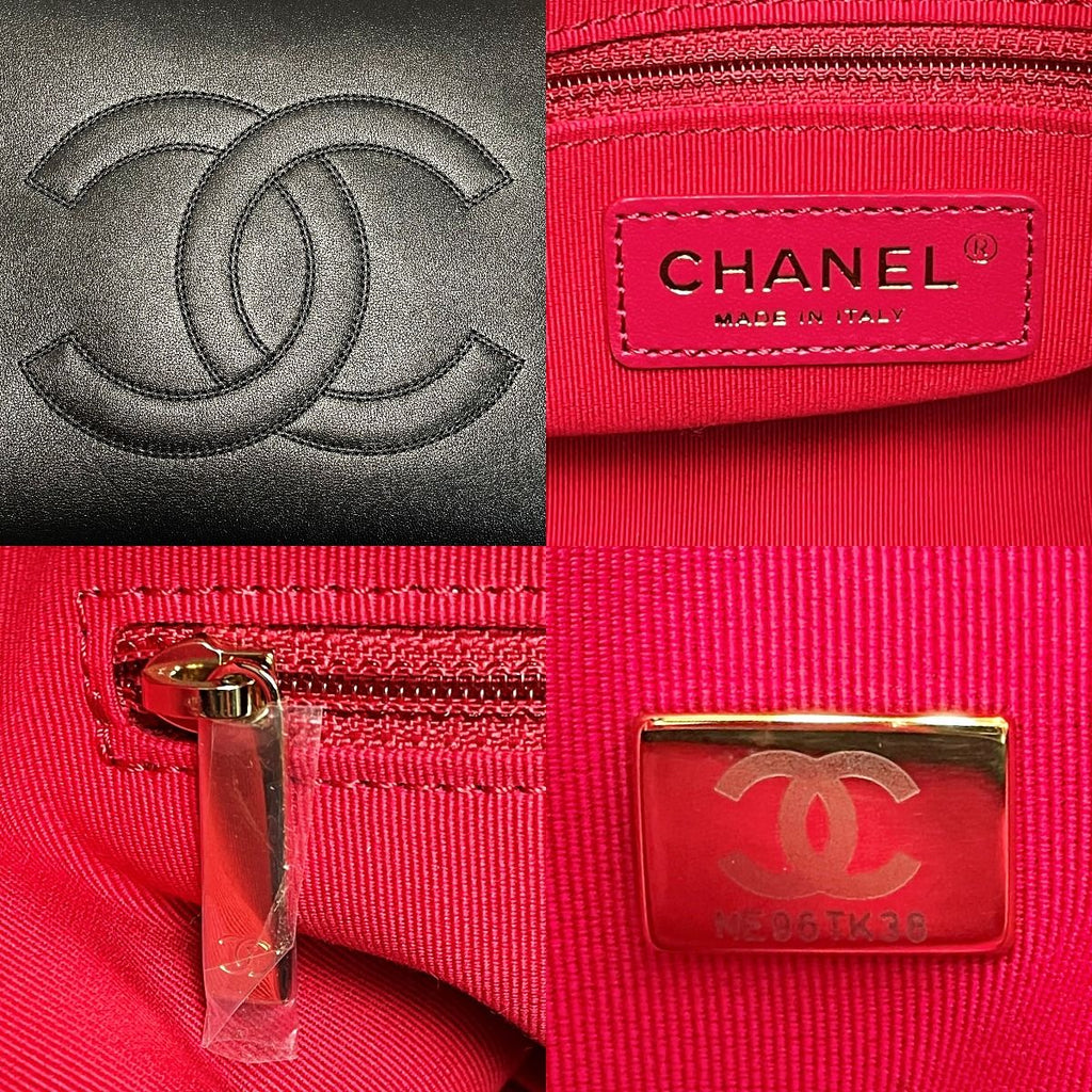 Chanel CC Logo Black Chain Tote Bag Calfskin Gold — view 6