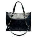 Chanel CC Logo Black Chain Tote Bag Calfskin Gold