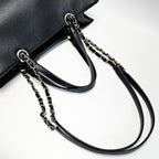 Chanel CC Logo Black Chain Tote Bag Calfskin Gold — view 5