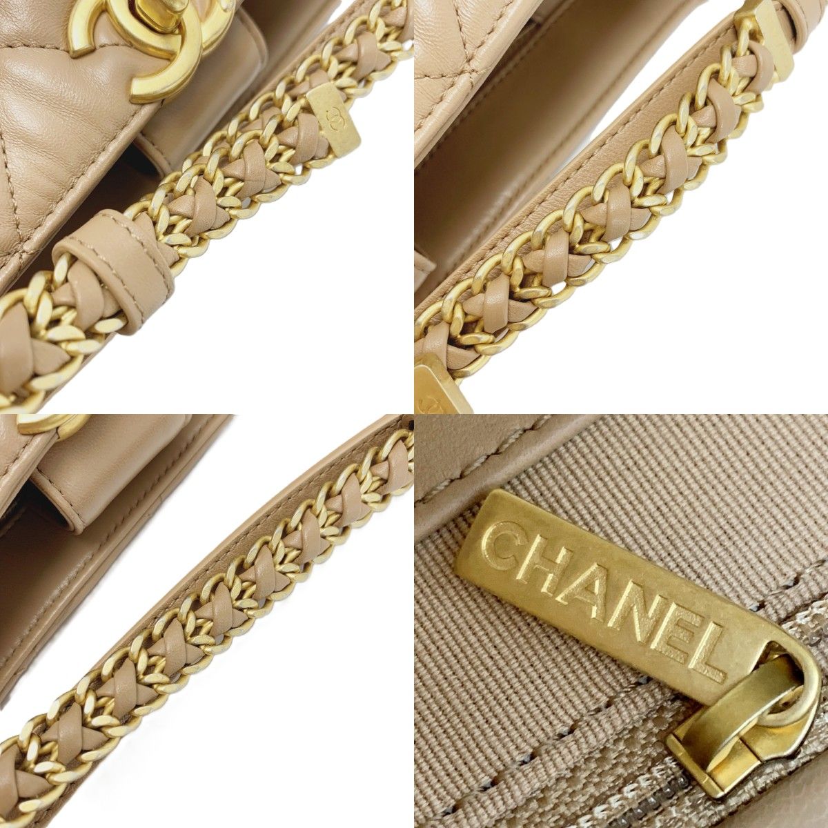 Chanel Lambskin Shoulder Bag Beige Gold — view 6