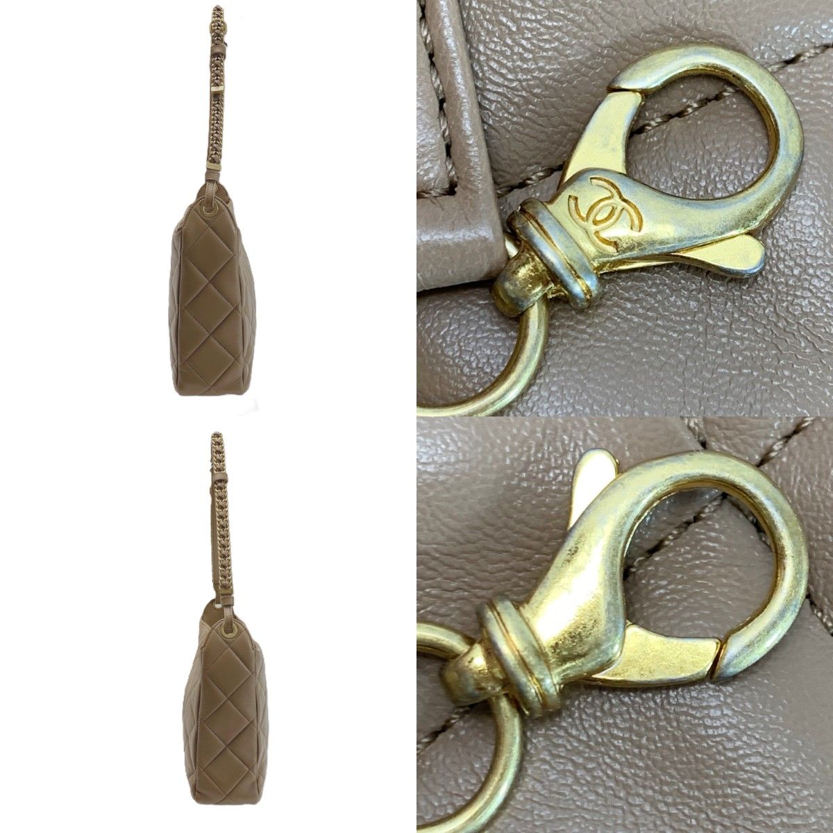 Chanel Lambskin Shoulder Bag Beige Gold — view 4